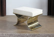 BH87 Jet Set Vanity Bench in White Leather with Brass Base