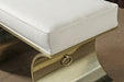 BH87 Jet Set Vanity Bench in White Leather with Brass Base