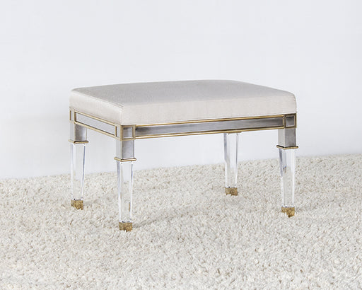 BH99 Acrylic and Nickel Vanity Bench With Cream Upholstery