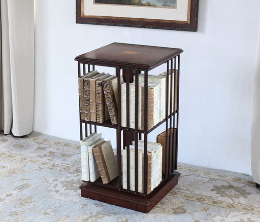 BK53 Mahogany Revolving Bookcase with Inlaid Top 