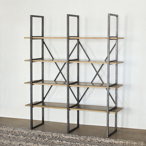 BK55 Modern Industrial Double Bookcase