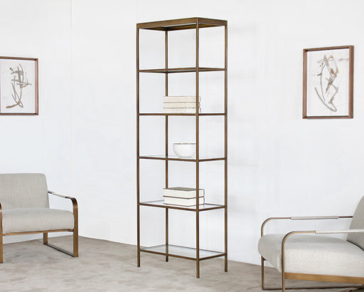 BK58 Mitchell Gold Vienna Bookcase in Antique Brass