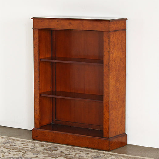 Burled Wood Bookcase With Three Shelves