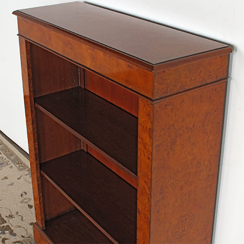 Burled Wood Bookcase With Three Shelves