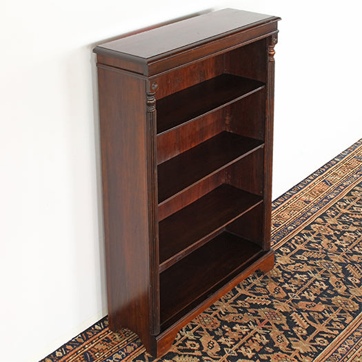 Mahogany 4-Shelf Bookshelf W/Fluted Column Detail