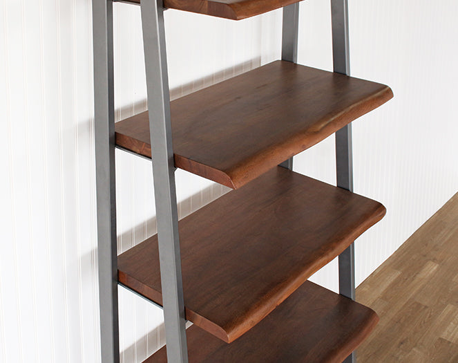 Walnut And Charcoal Steel Bookcase