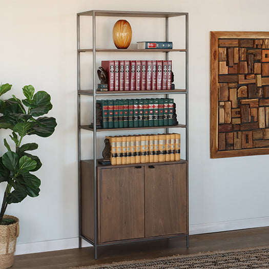 Auburn Poplar Modular Bookcase w/ Leather Pulls