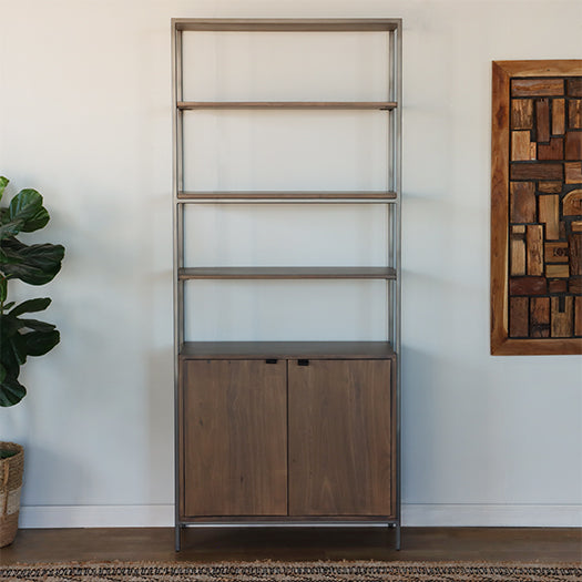 Auburn Poplar Modular Bookcase w/ Leather Pulls