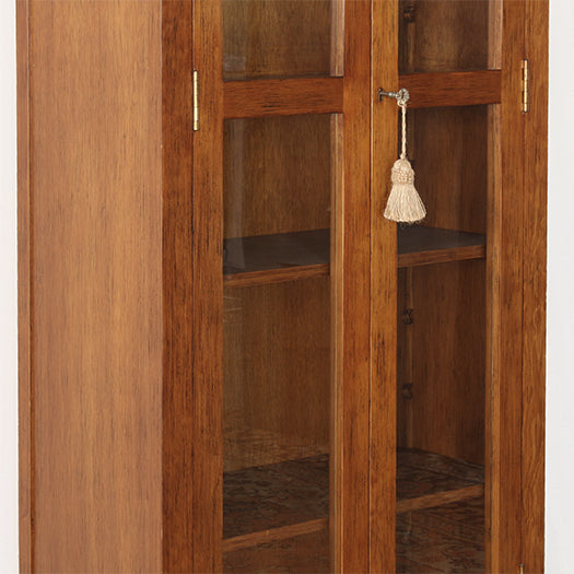 Oak Bookcase With Glass Pane Doors