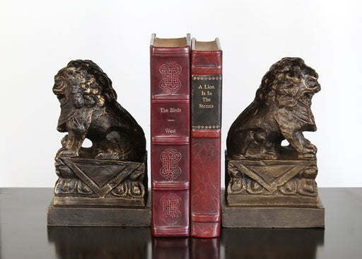 BOOK20 Pair of Bronze Foo Dog Bookends 