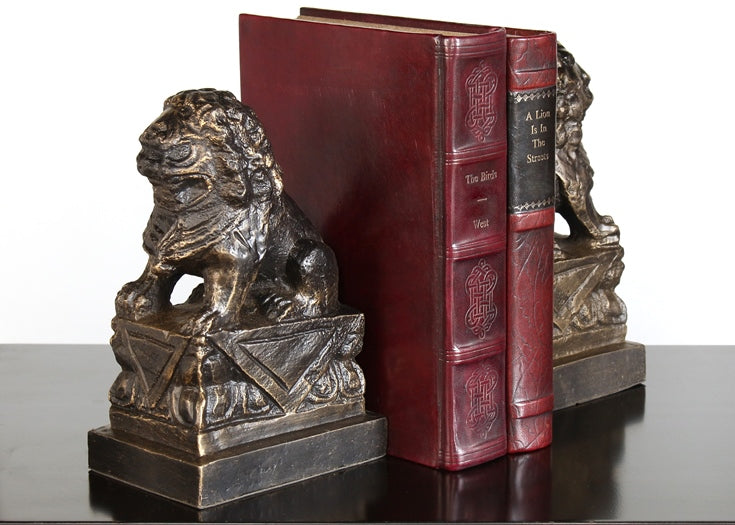 BOOK20 Pair of Bronze Foo Dog Bookends 