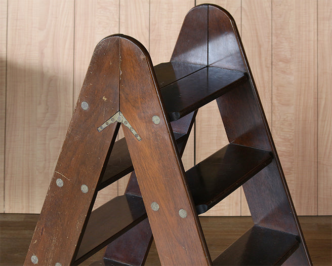 Vintage Brass Mounted Library Ladder