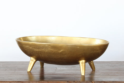 BOWL51 - Large Antique Brass Aluminum Oval Bowl