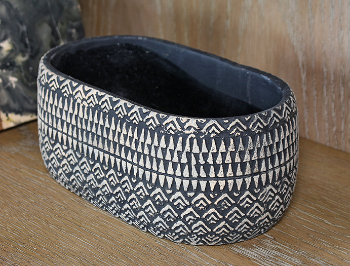 BOWL55 - Small Kjeld Black Oval Pot