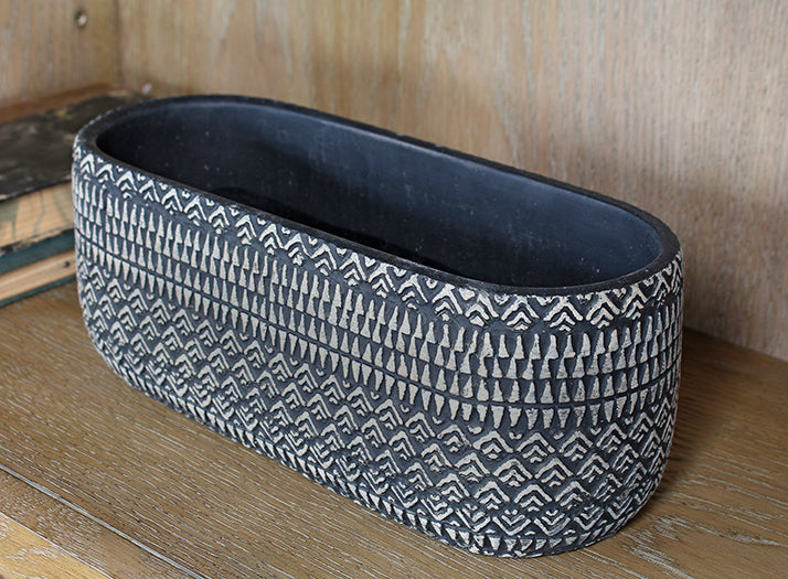 BOWL56 - Medium Kjeld Black Oval Pot