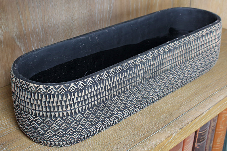 BOWL58 - Low Kjeld Black Oval Pot