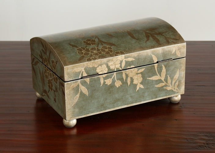 BOX23 Teal and Silver Leaf Box