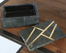BOX42 - Black Marble & Brass Inlay Box