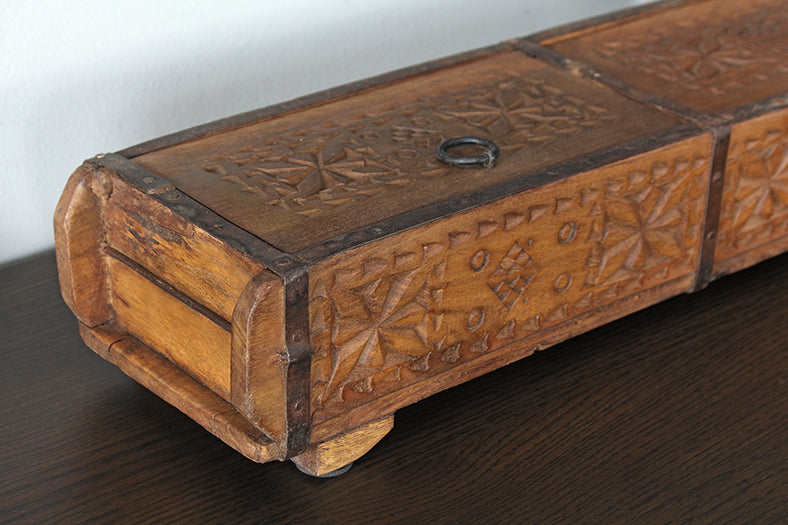 Carved Reclaimed Wood Indian Box