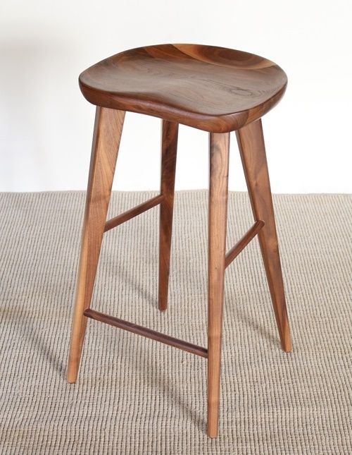 BS49 - Walnut Bar Stool with Tapered Legs