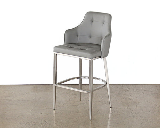 BS57 Tufted Mid-Back Bar Stool in Gray Leatherette