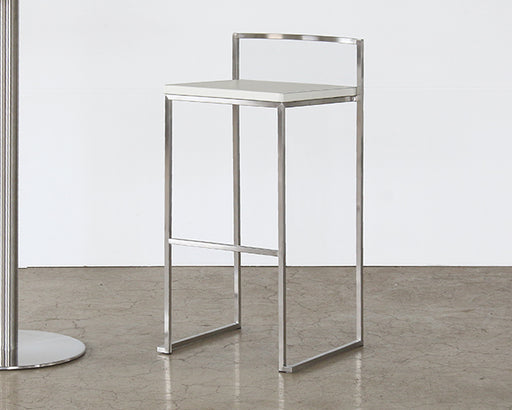 BS60 - White Leather and Chrome Bar Stool