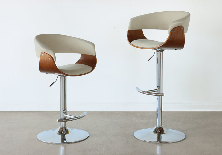 Walnut & Cream Adjustable Barstool