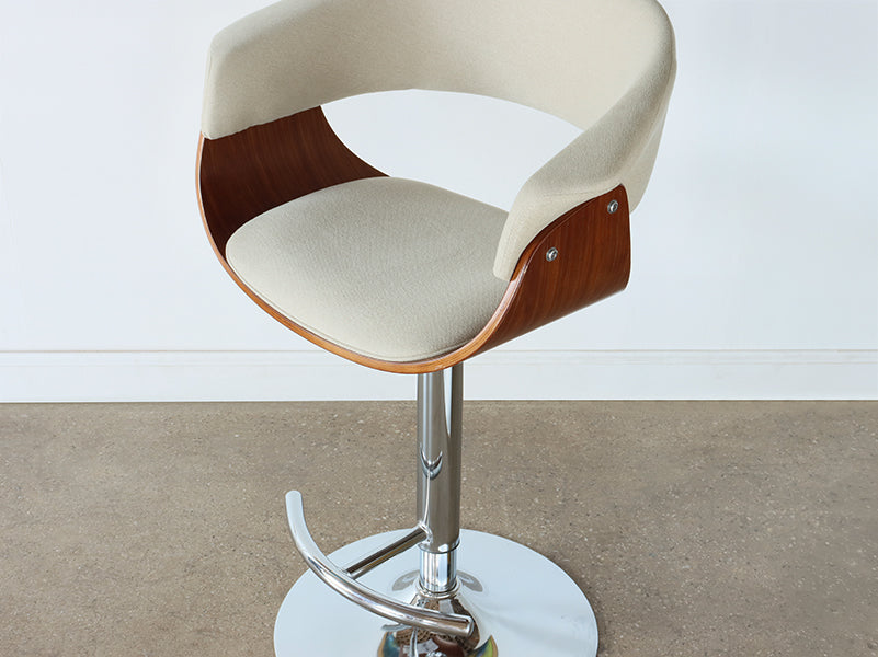 Walnut & Cream Adjustable Barstool
