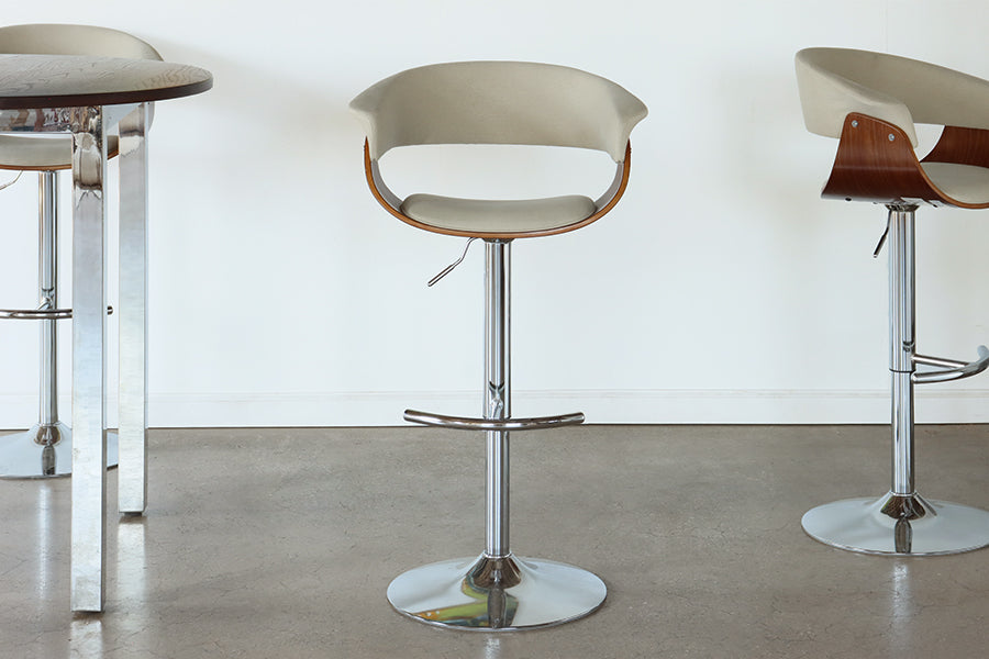 Walnut & Cream Adjustable Barstool