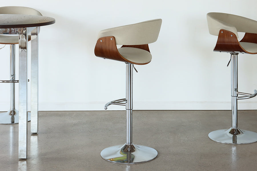 Walnut & Cream Adjustable Barstool