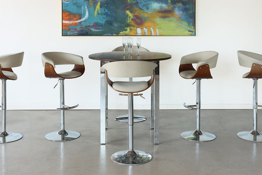 Walnut & Cream Adjustable Barstool