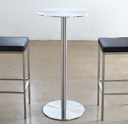 BT13 Brushed Stainless Steel Round Bar Table