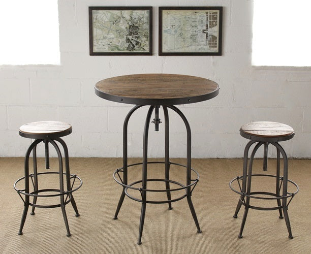 BT16 Metal Adjustable Bar Table with Wooden Top