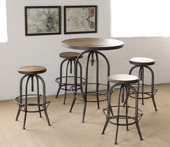 BT16 Metal Adjustable Bar Table with Wooden Top
