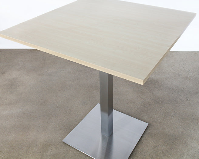 BT19 - Square Maple Top Bar Table With Brushed Aluminum Base