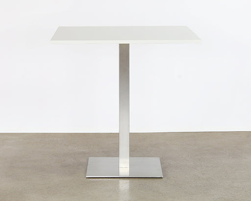 BT20 - Square White Top Bar Table With Brushed Aluminum Base