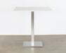 BT20 - Square White Top Bar Table With Brushed Aluminum Base