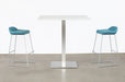 BT20 - Square White Top Bar Table With Brushed Aluminum Base