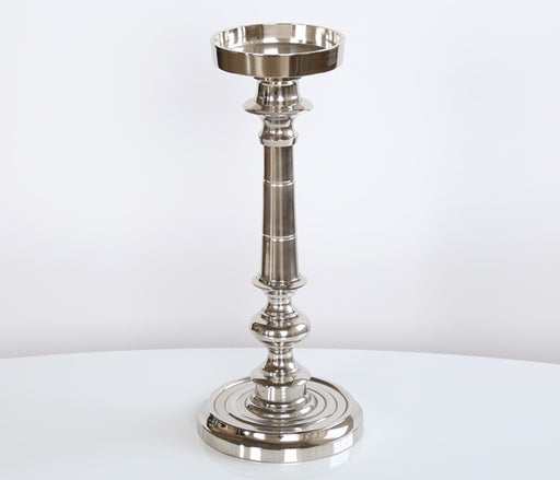 CAN56 Small Nickel Finish Pillar Candle Holder