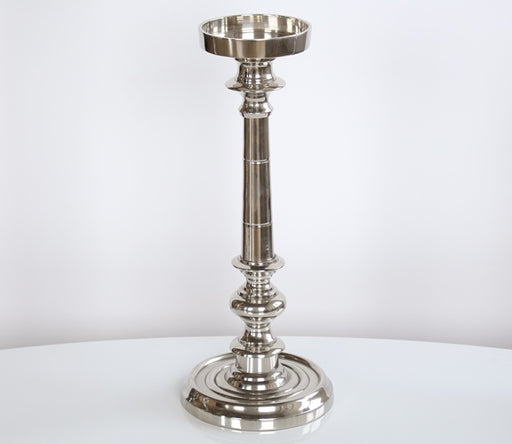 CAN57 Medium Nickel Finish Pillar Candle Holder 