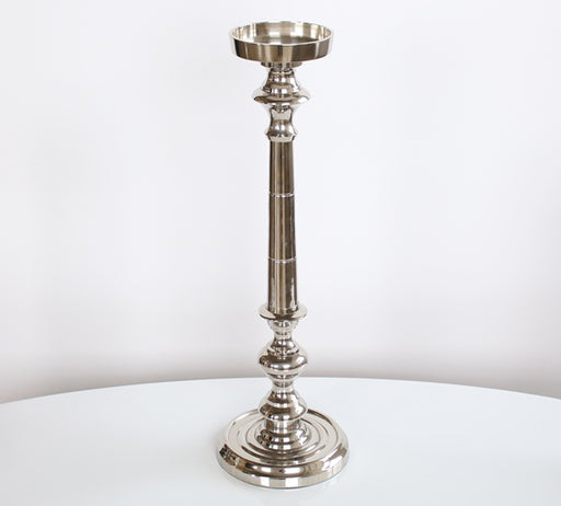 CAN58 Large Nickel Finish Pillar Candle Holder