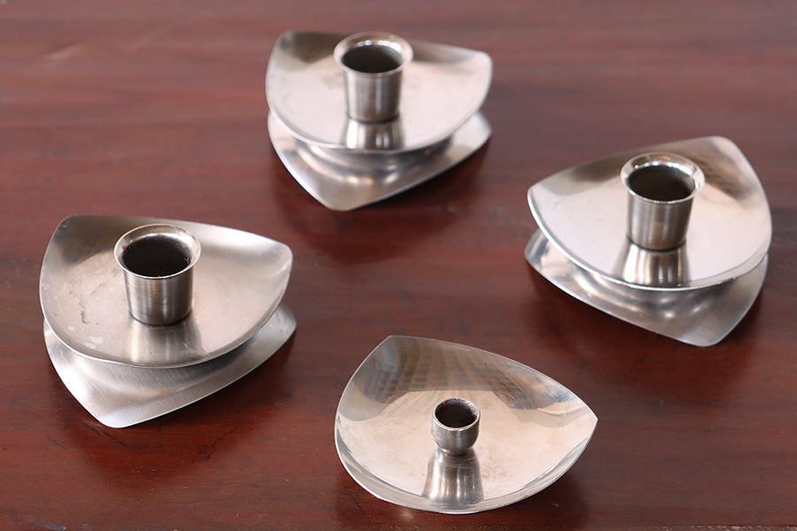 Set of 4 Metal Candlestick Holders