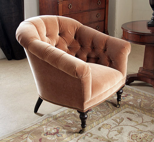 Spice Tufted Velvet Chair With Nailhead Trim