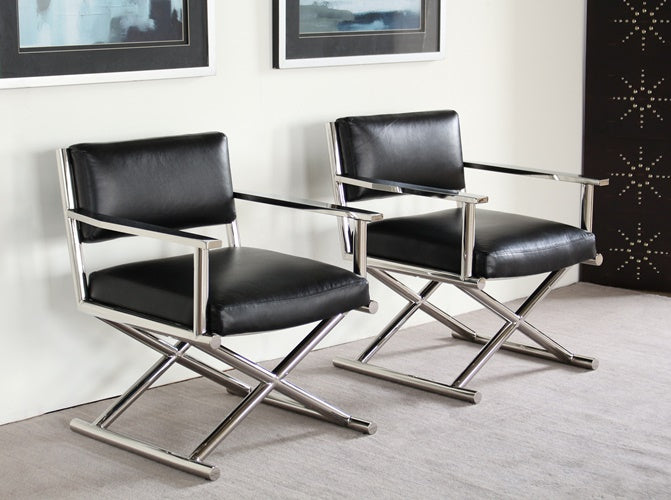 CC197 Mitchell Gold Directoire Chair in Black Leather