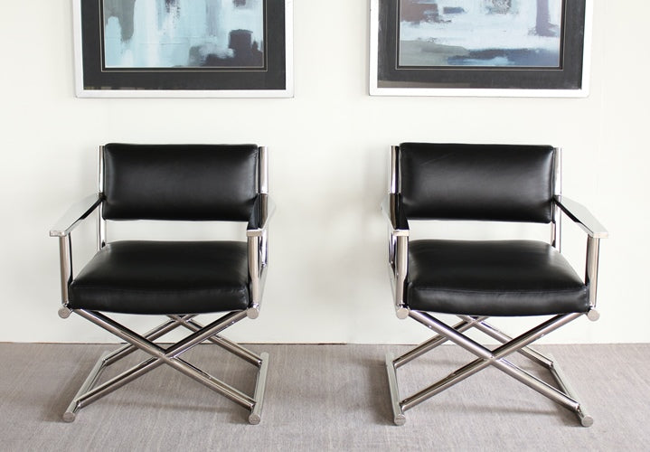 CC197 Mitchell Gold Directoire Chair in Black Leather