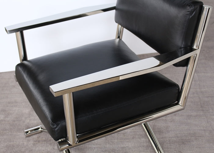 CC197 Mitchell Gold Directoire Chair in Black Leather