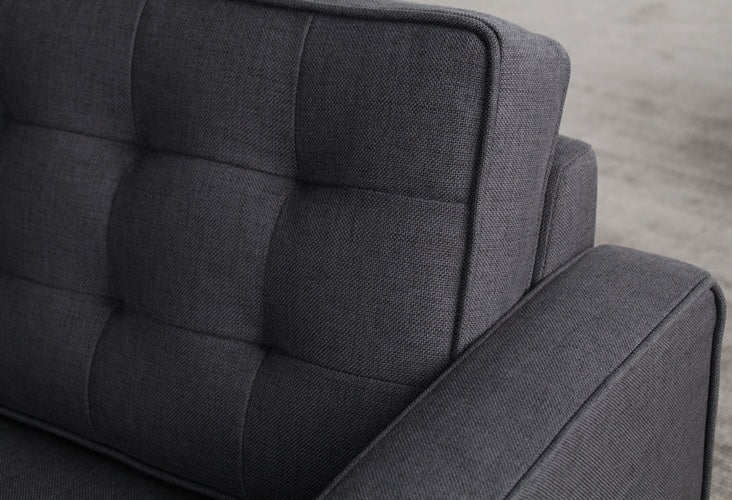 CC200 Modern Dark Grey Club Chair with Tufted Back and Seat