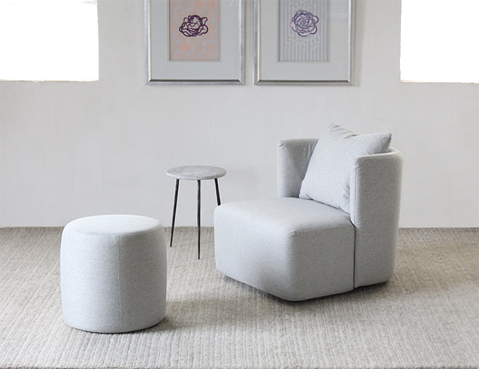 OT126 Button Ottoman in Light Gray