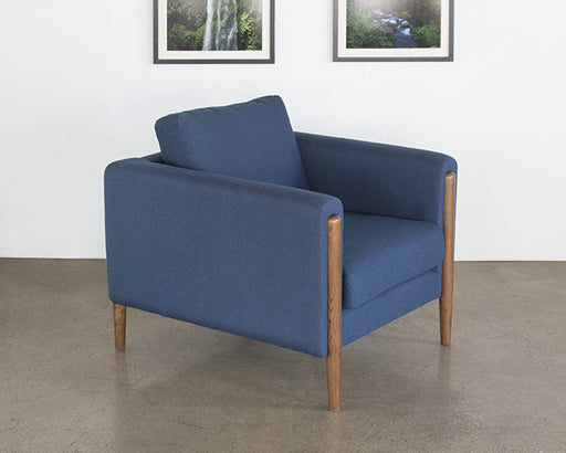 CC242 Steen Club Chair in Lagoon Blue with Walnut Legs