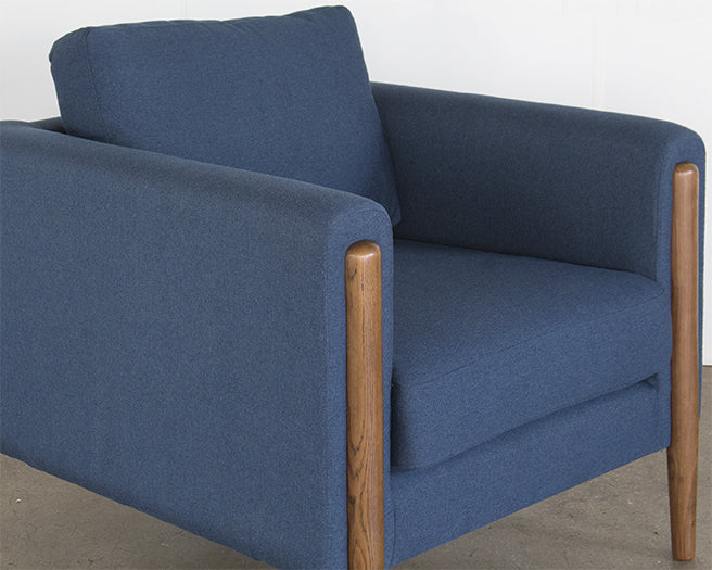 CC242 Steen Club Chair in Lagoon Blue with Walnut Legs